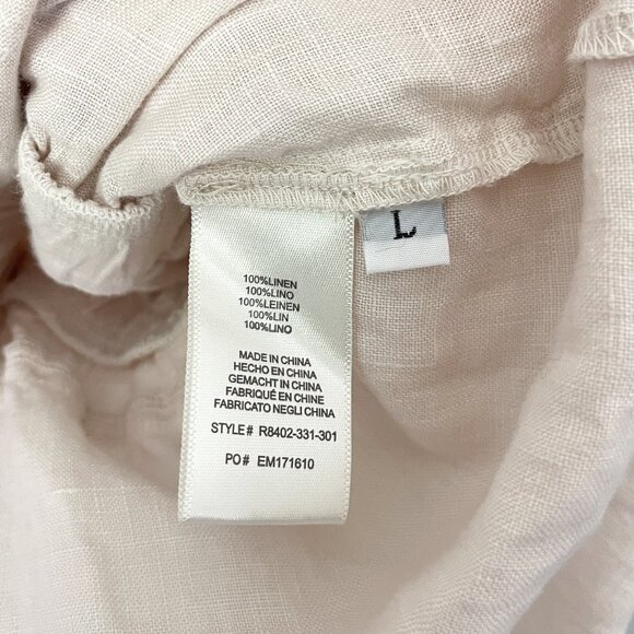 Cloth & Stone for Anthropologie Safari Linen Romper Women's L Button Up Beige - Picture 14 of 15